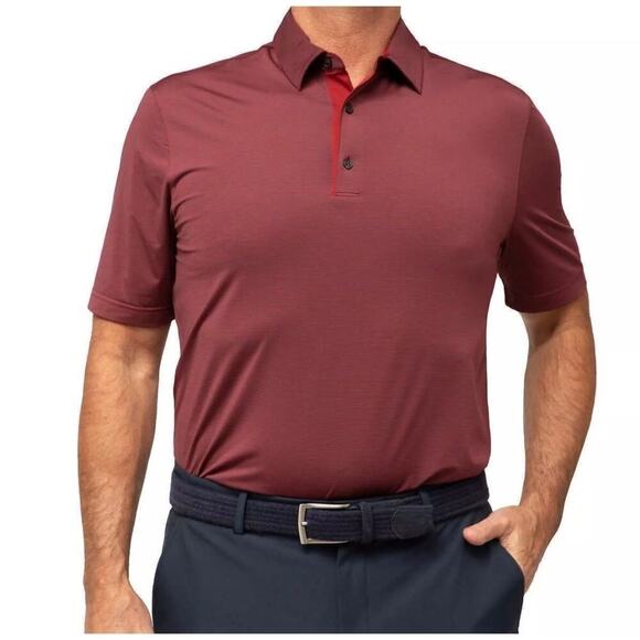 Greg Norman Men's Short Sleeve Polo Shirt Play Dry Red Striped Size Large - Picture 1 of 7